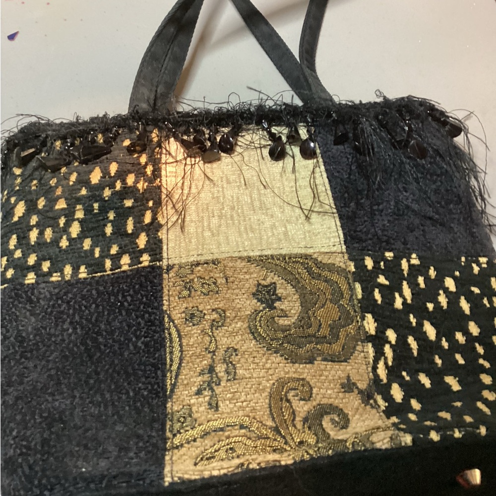 Patchwork and beaded bag